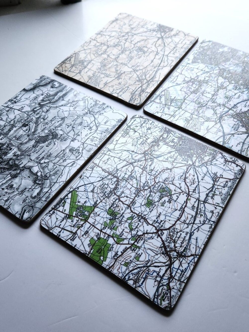 Vintage Map Placemats Set of 4 Lydiard Millicent UK History Felt Backed